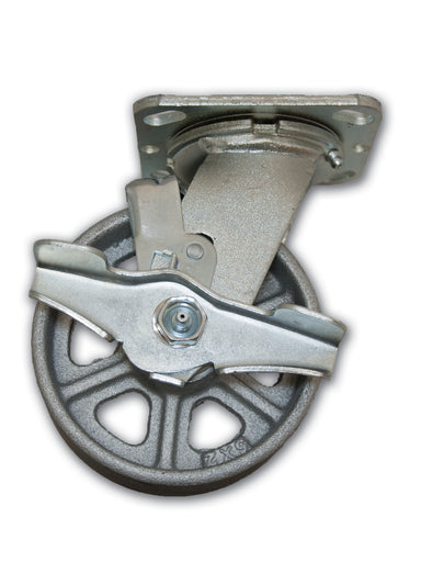 5" x 2" Economy Swivel Caster with Cast Iron Wheel and Side Brake