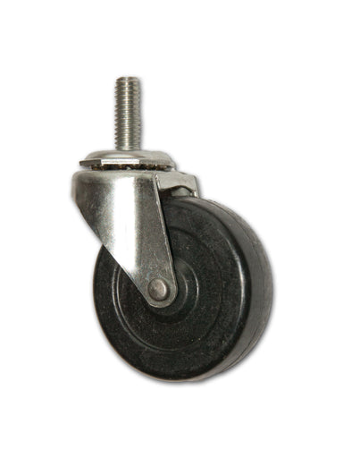 2-1/2" Swivel Rubber Caster with 3/8" x 1" Stem