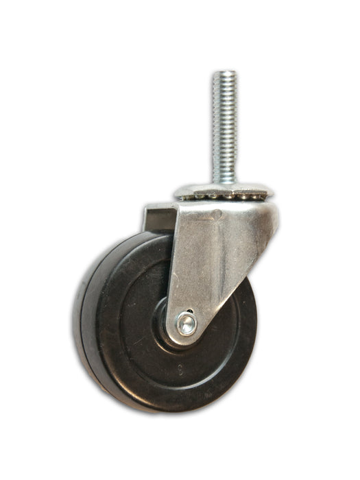 2-1/2" Swivel Rubber Caster with 3/8" x 1-1/2" Stem