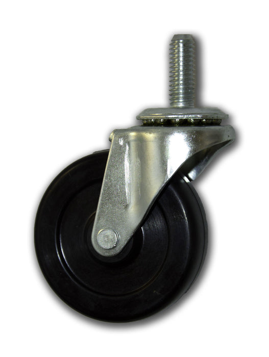 2-1/2" Swivel Rubber Caster with 5/16" x 1" Stem 