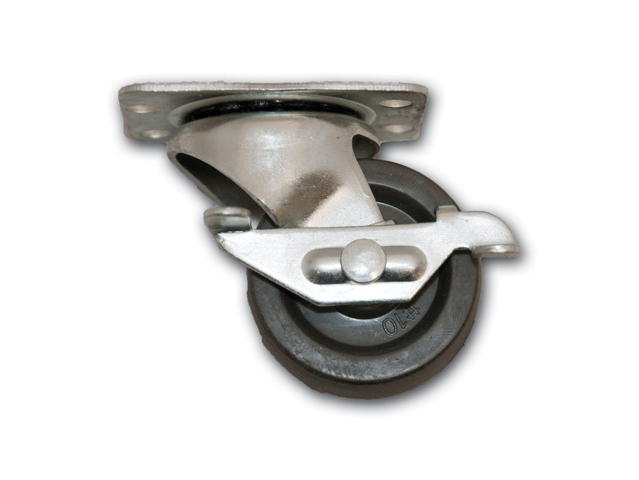 2" Swivel Rubber Caster with Top Plate & Side Brake