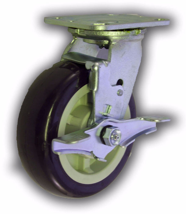 6" Swivel Caster Poly/Poly Wheel with Brake
