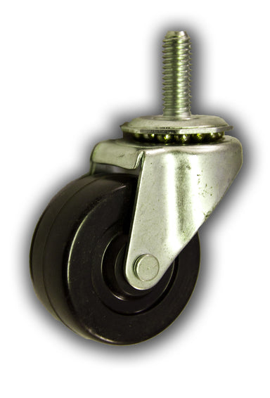 2" Swivel Rubber Caster with 3/8" x 1" Stem