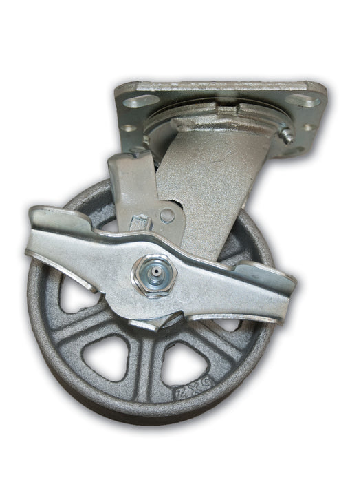 5" Swivel Caster Cast Iron Wheel with Top Lock Brake