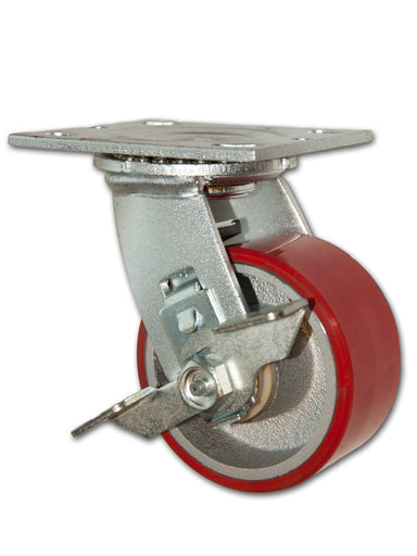 6 Inch Swivel Caster - 6 X 2 Polyurethane on Iron Wheel - 1200 Lb 6 Inch Swivel Caster - 6 X 2 Polyurethane on Iron Wheel - 1200 Lb