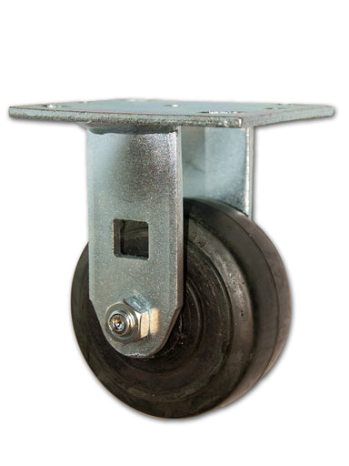 4" x 2" Economy Rigid Caster with Rubber on Cast Iron Wheel
