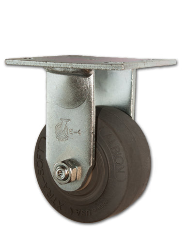 4" x 2" Economy Rigid Caster with Extra Soft Rubber Wheel