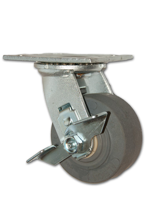 4" x 2" Economy Swivel Caster with Extra Soft Rubber Wheel and Side Brake