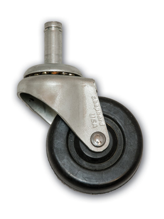 2" Swivel Rubber Caster with 3/8" x 1" Grip Ring Stem