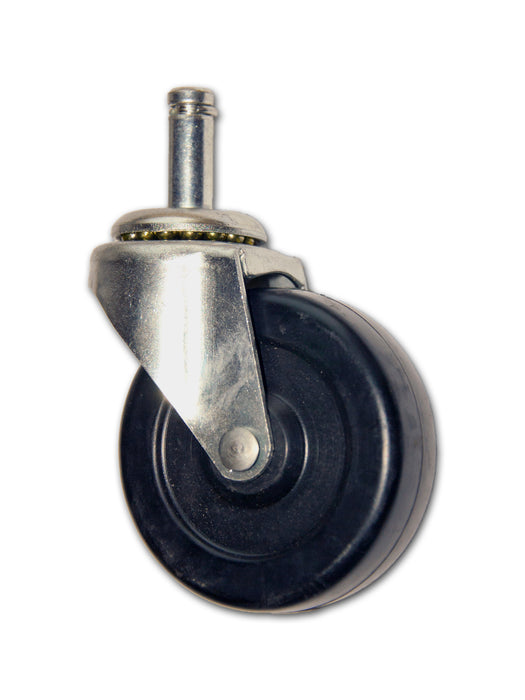 2-1/2" Swivel Rubber Caster with 3/8" x 1" Grip Ring Stem