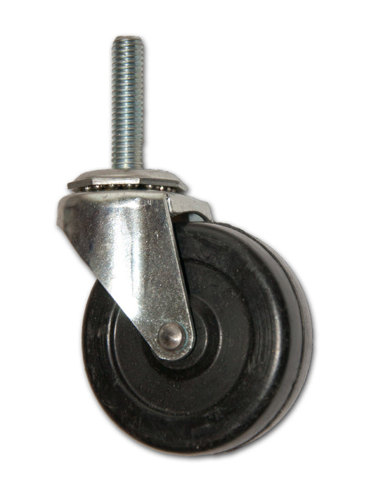 2-1/2" Swivel Rubber Caster with 3/8" x 1-1/2" Stem