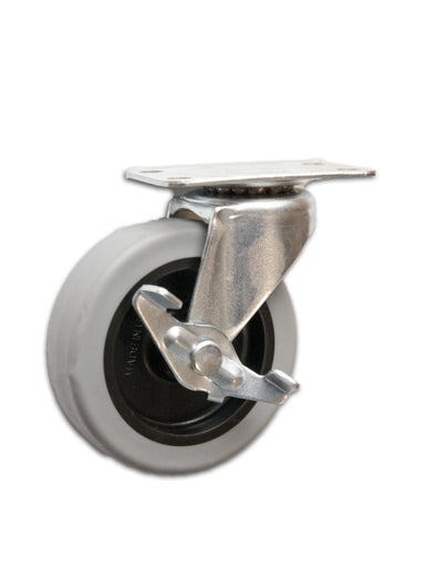 3" Swivel TPR Caster with Top Plate & Side Brake