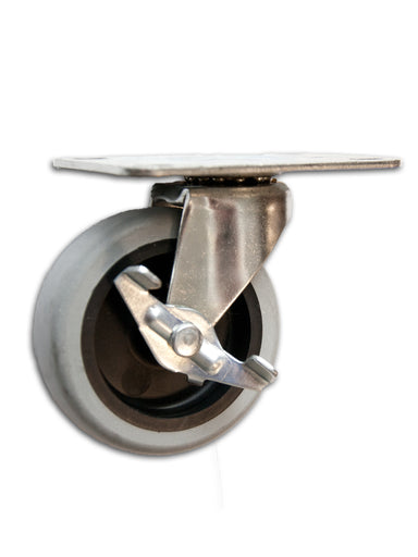 3" Swivel TPR Caster with Top Plate & Side Brake