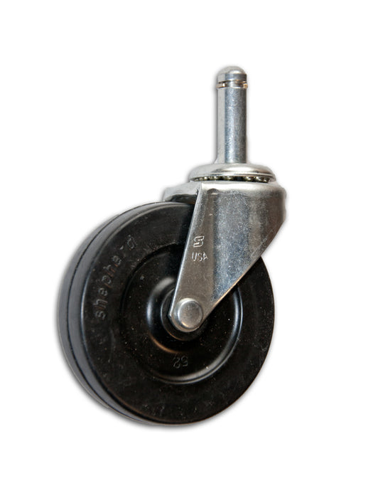 3" Swivel Rubber Caster with 7/16" x 1-7/16" Grip Ring Stem