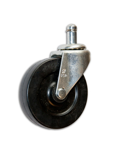 3" Swivel Rubber Caster with 7/16" x 7/8" Grip Ring Stem