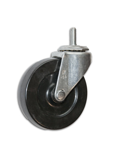 3" Swivel Rubber Caster with 3/8" x 3/4" Stem
